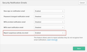 Settings for notification emails for end users