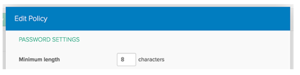 Editing an authentication policy in the admin console.