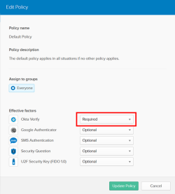 Setting a required factor in an MFA enrollment policy.