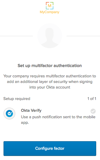 MFA Onboarding page