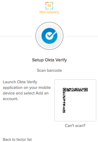MFA Onboarding page